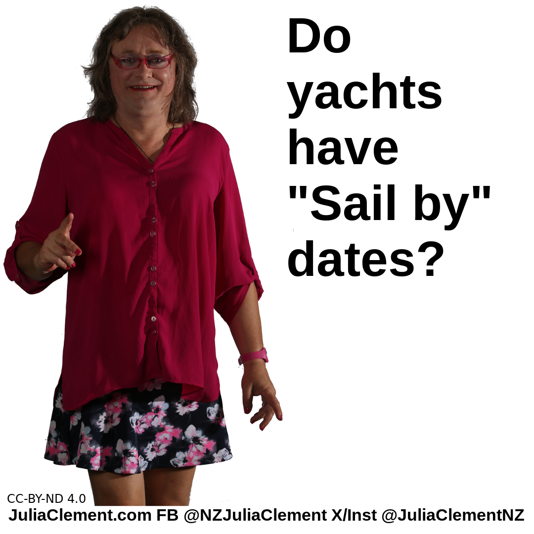 A comedian asks 'Do yachts have "Sail by" dates?'