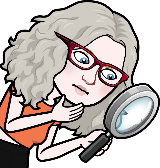 Julia the Great Detective using a magnifying glass